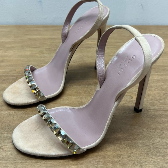 Gucci Mallory heels Sandals thin strap Swarovski crystal 6.5 - Picture 6 of 10